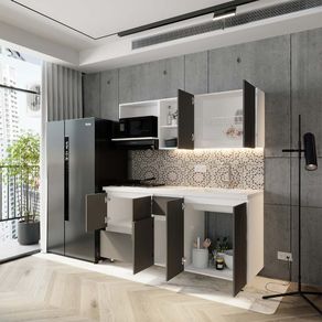 Cocina Zarel 1.80X60 Mes Marmol Gris