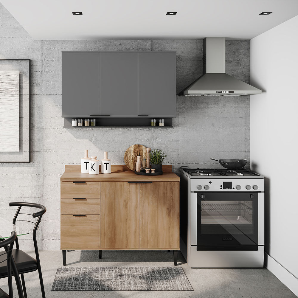 Mueble Superior Multiuso Cocina 120 Cm Mdp 3 Puertas Titanium
