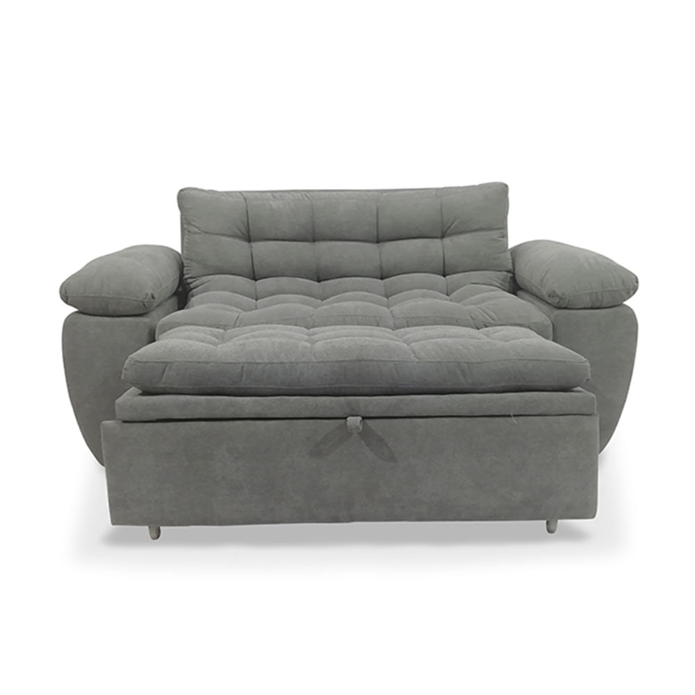 Sofa Cama Bruselas Reclinable Con Reposa Pies Gris