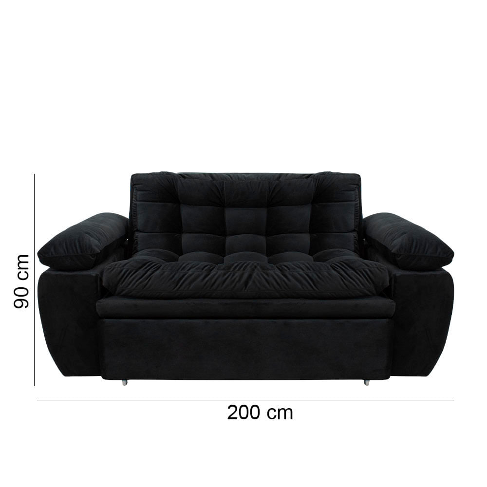 Sofa Cama Bruselas Reclinable Con Reposa Pies Negro