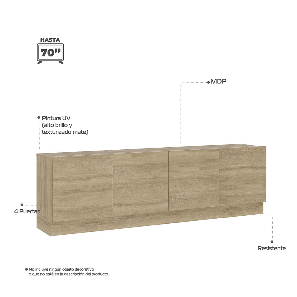 Mueble para TV 70" Mind en MDP 4 puertas