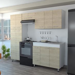 Cocina Ferreti Mueble Inferior Con Mesón Derecho Rta Blanco-Rovere CLR 2598