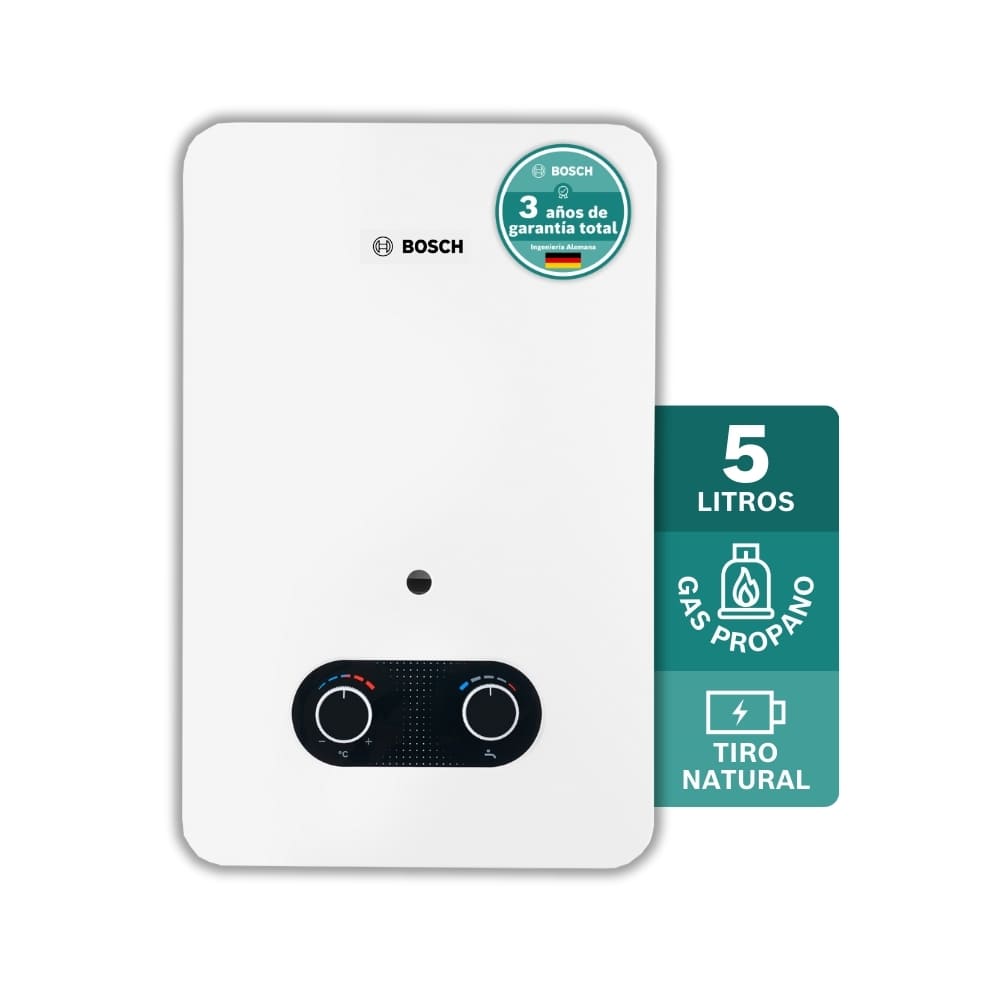 Calentador de agua 5 Lt tiro natural de paso a gas propano Vital 1500 BOSCH