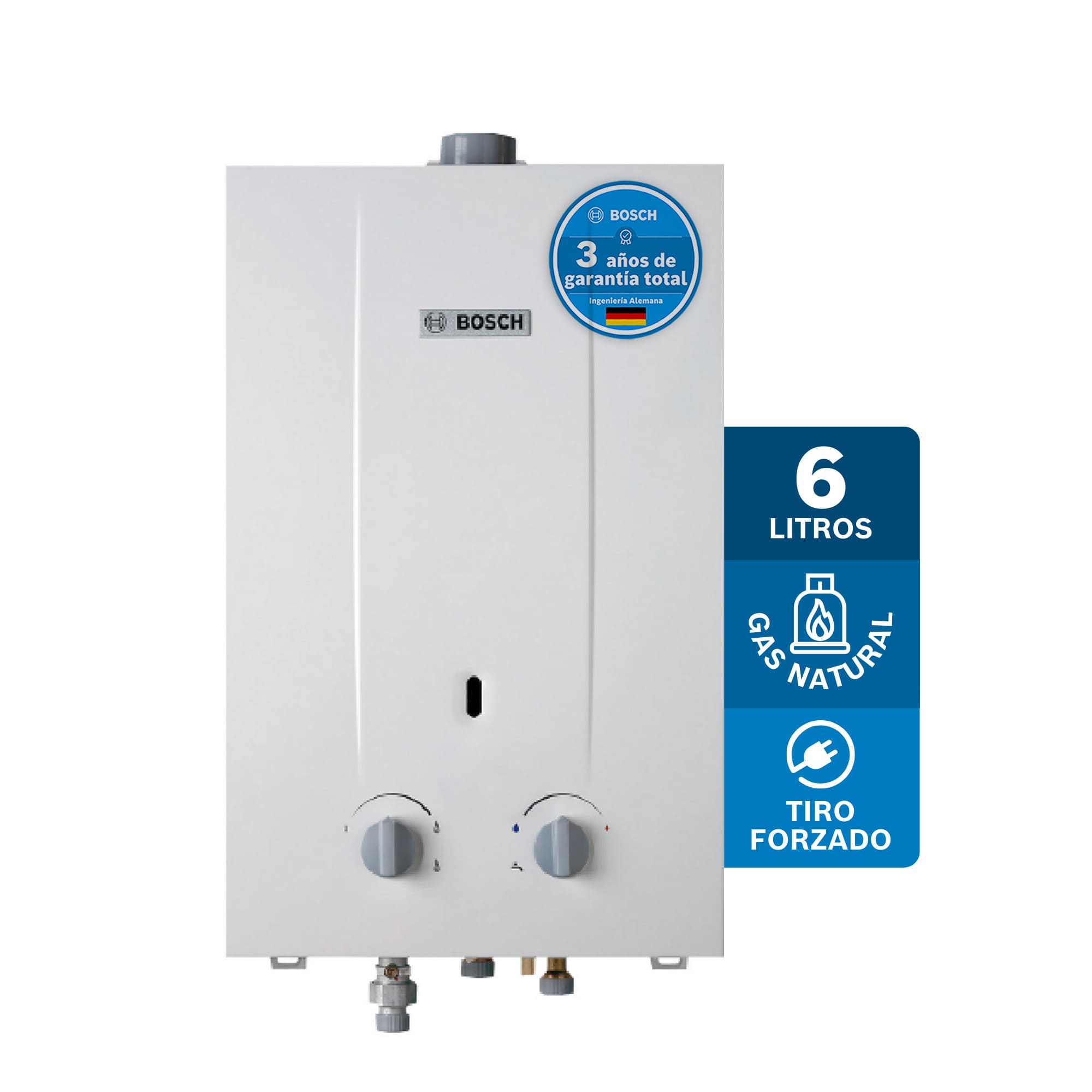Calentador de agua 6 Lt tiro forzado de paso a gas natural Therm 1000 F BOSCH