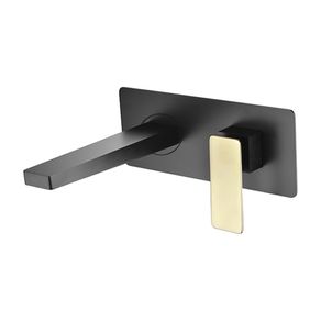Grifería de lavamanos pared Essenza Negro-Oro Mate
