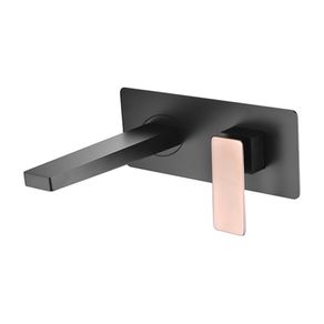 Grifería de lavamanos pared Essenza Negro-Oro Rosa Mate