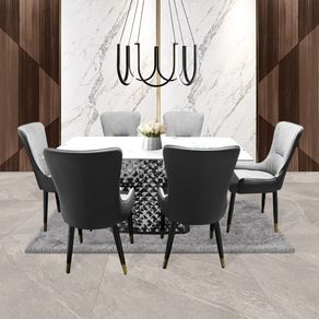 Comedor Dubái de 6 puestos Gris 80 cm x 160 cm