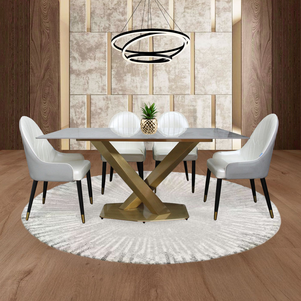 Comedor Ginebra de 4 puestos Blanco 80 cm x 140 cm