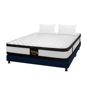 Combo Colchón King 200X200 Cm Resortado Atenas Azul