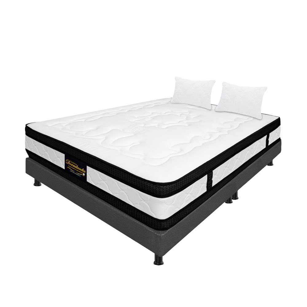 Combo Colchón Queen Híbrido Espumado Gris 160Cm X 190Cm