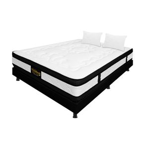 Combo Colchón Doble Híbrido Espumado Negro 140Cm X 190Cm