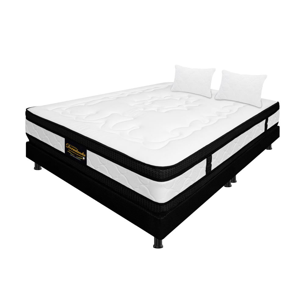Combo Colchón Queen Híbrido Resortado Negro 160Cm X 190Cm
