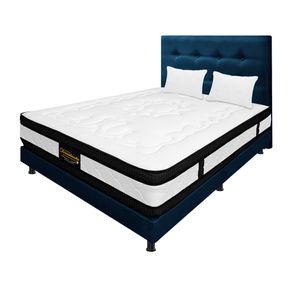 Mega Combo Colchón Semidoble Híbrido Espumado Azul 120Cm X 190Cm