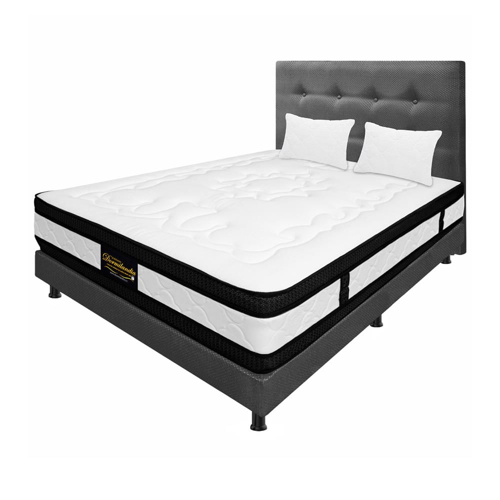 Mega Combo Colchón Doble Híbrido Espumado Gris 140Cm X 190Cm