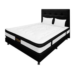 Mega Combo Colchón Doble Híbrido Espumado Negro 140Cm X 190Cm