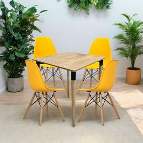 Juego De Comedor Basic Madera 4 Puestos Sillas Eames