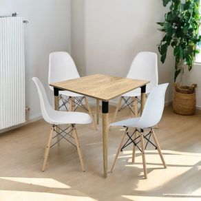Juego De Comedor Basic Madera 4 Puestos Sillas Eames
