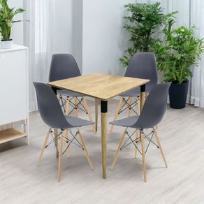 Juego De Comedor Basic Madera 4 Puestos Sillas Eames