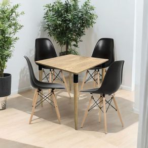 Juego De Comedor Basic Madera 4 Puestos Sillas Eames