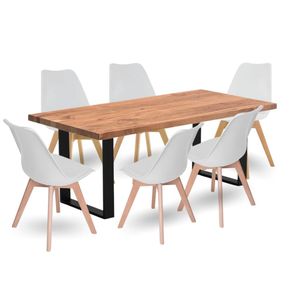 Juego De Comedor Celeno Macadamia 6 Puestos Sillas Milano