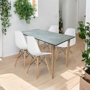 Juego De Comedor Haby Gris 4 Puestos Sillas Eames