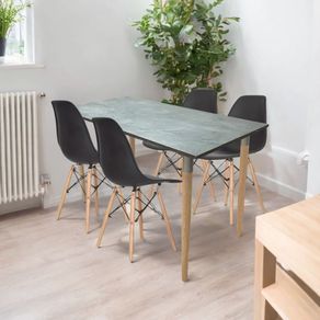 Juego De Comedor Haby Gris 4 Puestos Sillas Eames