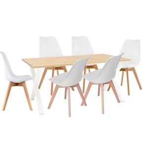 Juego De Comedor Indika Macadamia Blanco 6 Puestos Sillas Milano