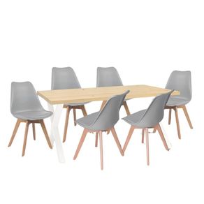 Juego De Comedor Indika Macadamia Blanco 6 Puestos Sillas Milano
