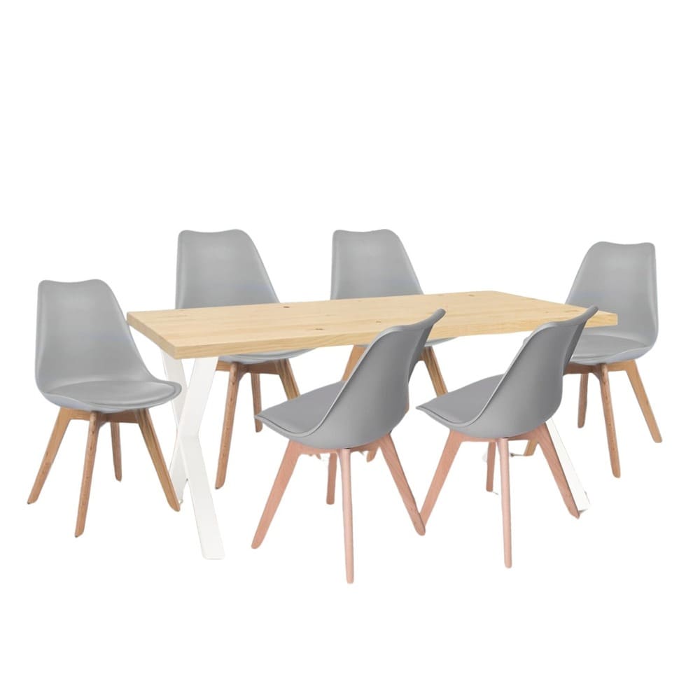Juego De Comedor Indika Macadamia Blanco 6 Puestos Sillas Milano