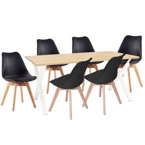 Juego De Comedor Indika Macadamia Blanco 6 Puestos Sillas Milano
