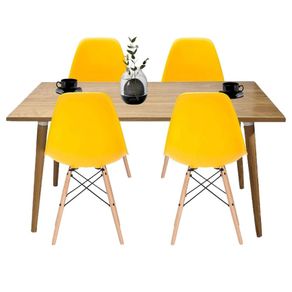 Juego De Comedor Madera Robledo 4 Puestos Sillas Eames