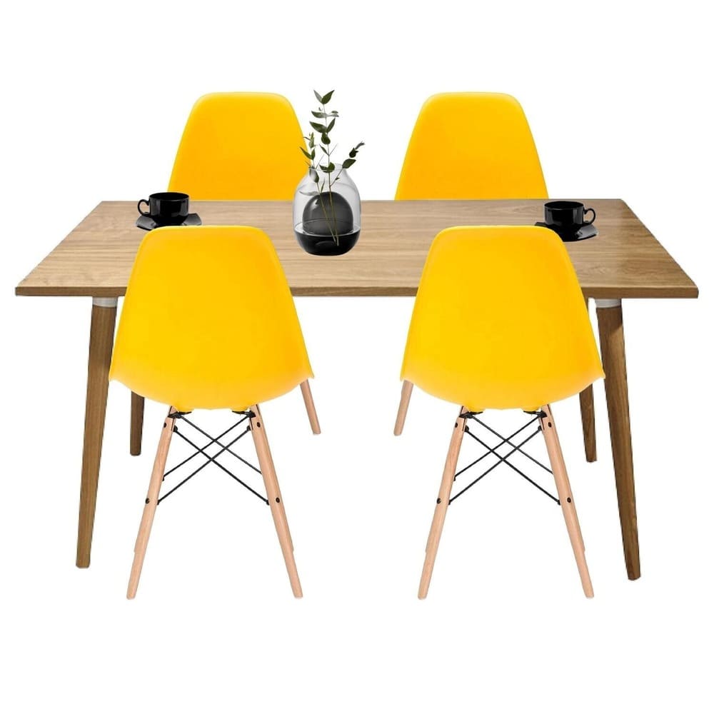 Juego De Comedor Madera Robledo 4 Puestos Sillas Eames