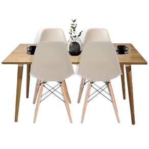 Juego De Comedor Madera Robledo 4 Puestos Sillas Eames