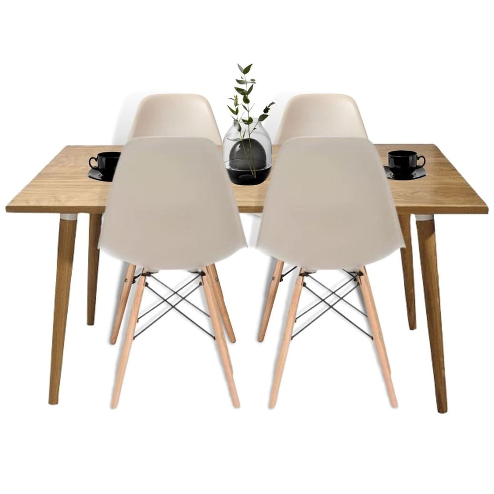 Juego De Comedor Madera Robledo 4 Puestos Sillas Eames