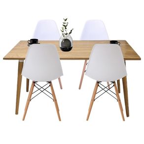 Juego De Comedor Madera Robledo 4 Puestos Sillas Eames