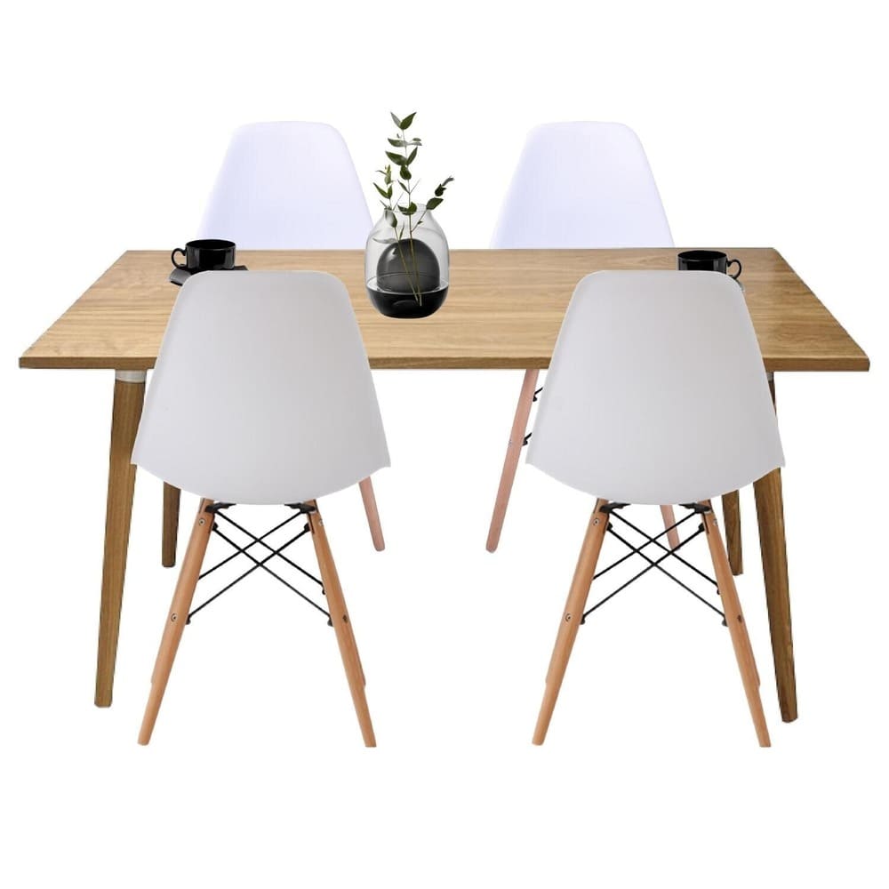 Juego De Comedor Madera Robledo 4 Puestos Sillas Eames