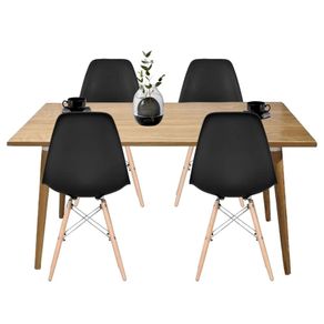 Juego De Comedor Madera Robledo 4 Puestos Sillas Eames
