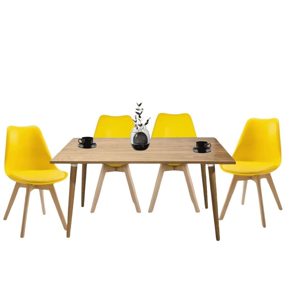 Juego De Comedor Madera Robledo 4 Puestos Sillas Milano