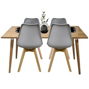 Juego De Comedor Madera Robledo 4 Puestos Sillas Milano