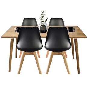 Juego De Comedor Madera Robledo 4 Puestos Sillas Milano