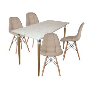 Juego De Comedor Premium Haby 4 Puestos Sillas Eames Botones