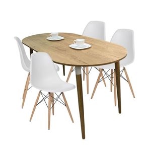 Juego De Comedor Ovalado Zell 4 Puestos Sillas Eames