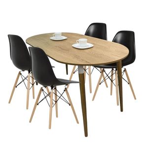 Juego De Comedor Ovalado Zell 4 Puestos Sillas Eames