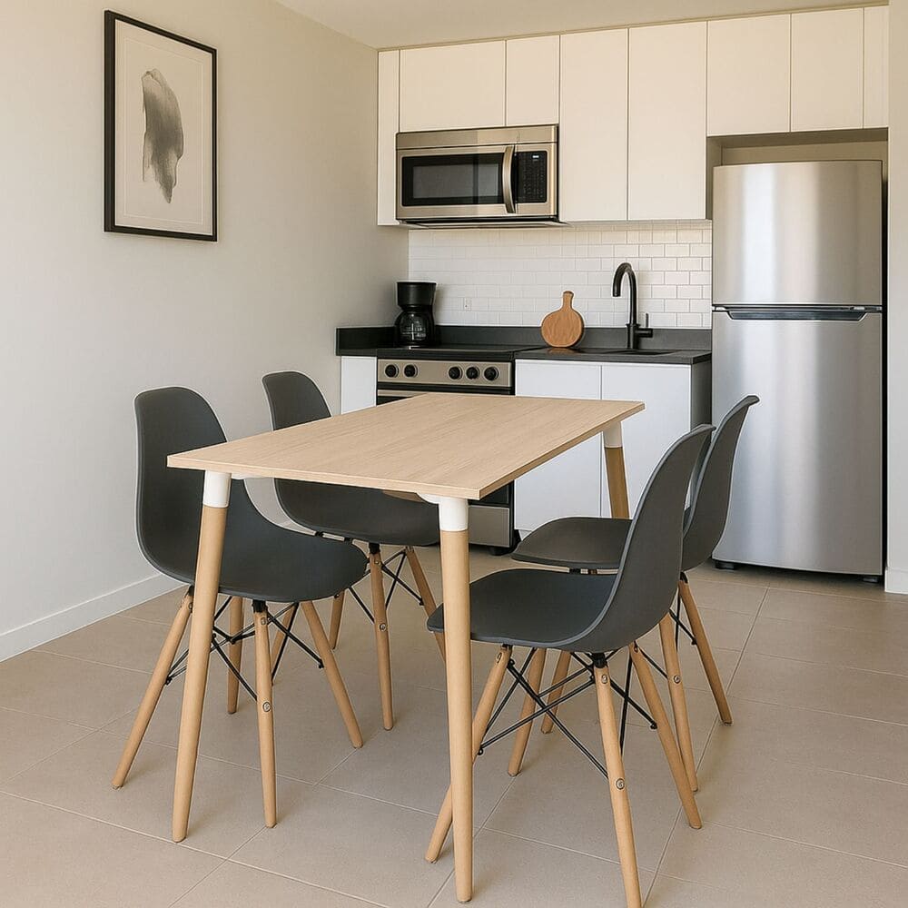 Juego De Comedor Robledo Premium Habano 4 Puestos Sillas Eames