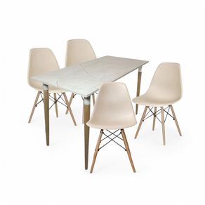 Juego De Comedor Premium Haby 4 Puestos Sillas Eames