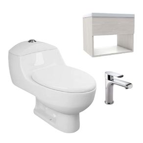 Combo Sanitario One Piece Capri Blanco Mueble Soder Y Griferia Edge