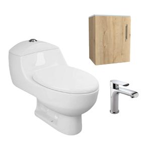 Combo Sanitario One Piece Capri Blanco Mueble Rimi Duna Y Griferia Edge