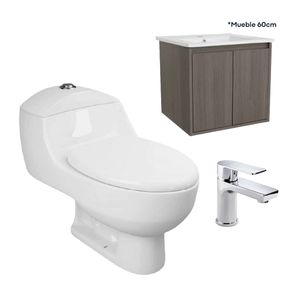 combo sanitario one piece capri blanco mueble amelie 60 ulmo y griferia squadra
