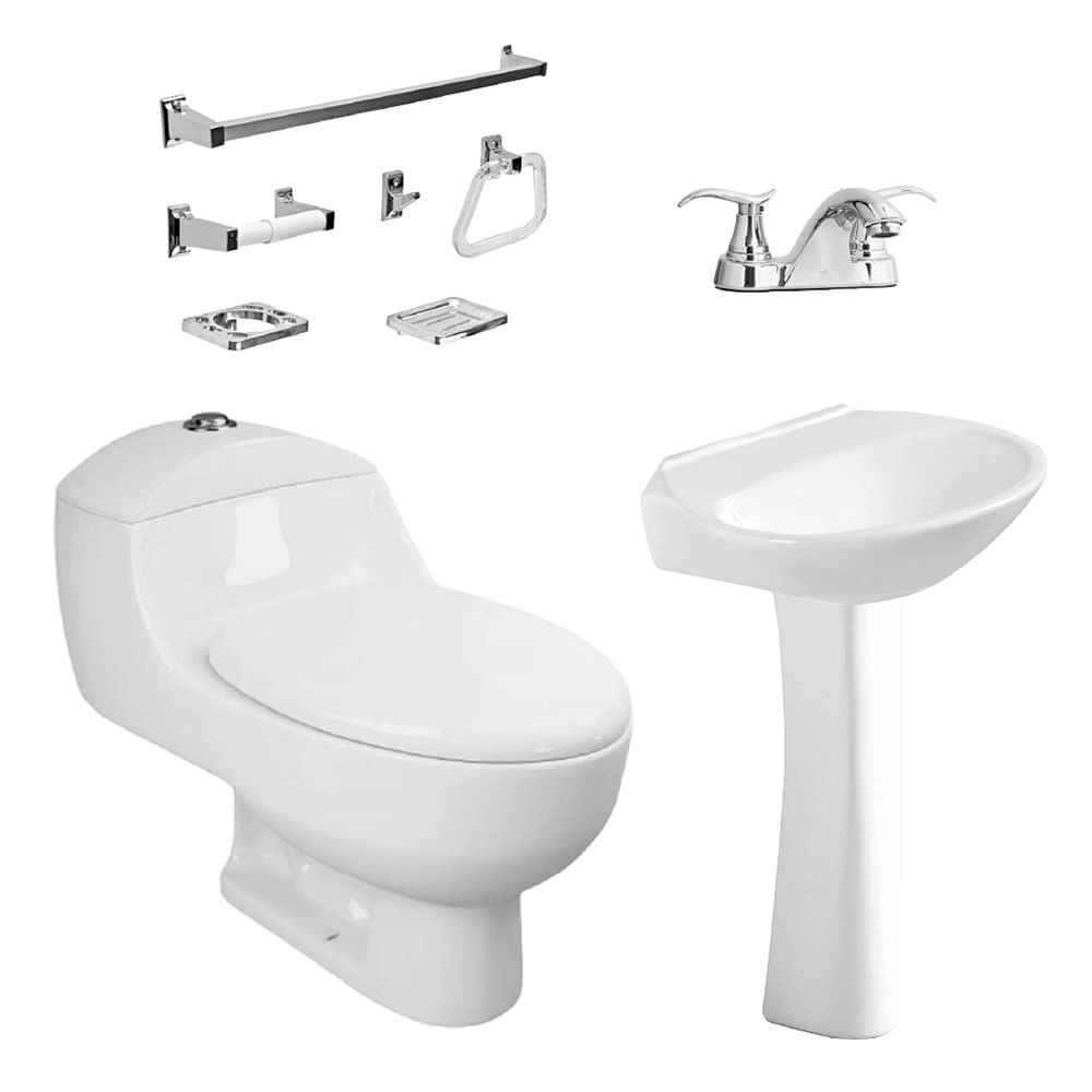 Combo sanitario one piece capri y lavamanos pedestal