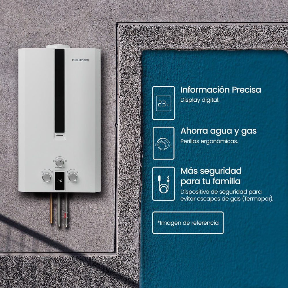 Calentador de paso a Gas Natural Challenger 16 Lts Tiro Natural  WHN 7216